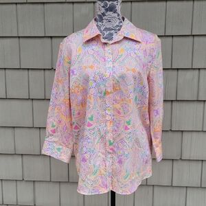 NO IRON 3/4 sleeve pastel shirt